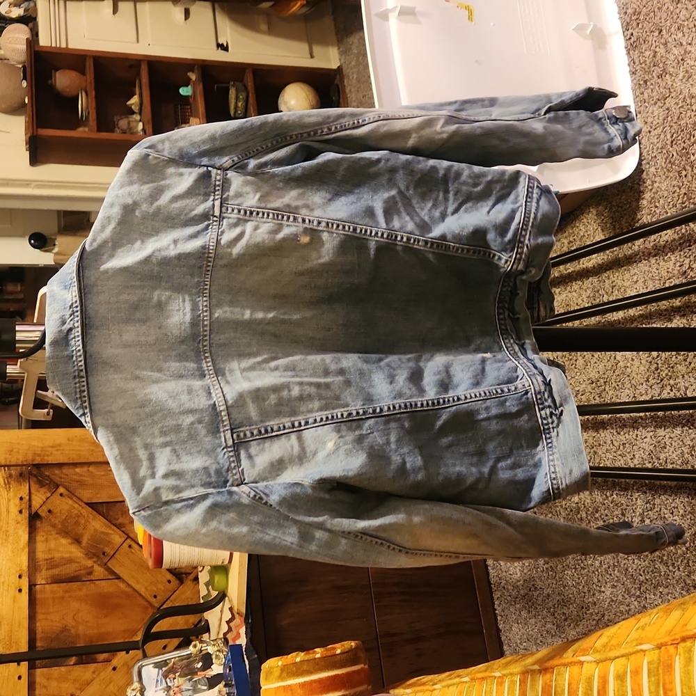 Distressed Button Up Jean Jacket - image 2